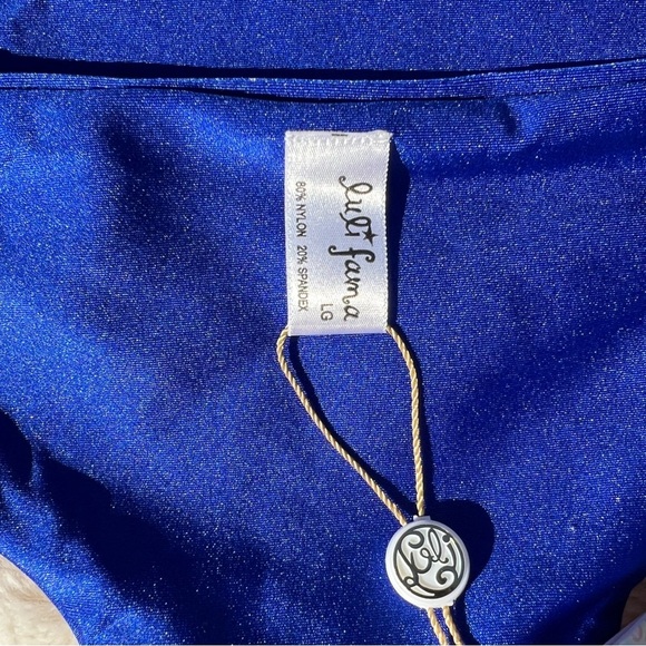 Luli Fama Electric Blue Hot Tropics Triangle Top and Bootylicious Bottom XL/L - Picture 12 of 14